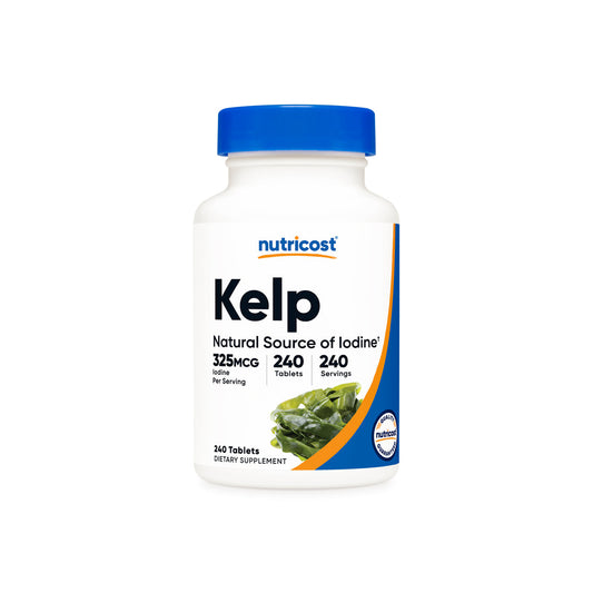 Nutricost Kelp | 325 mcg of Natural Iodine | Supports Healthy Thyroid Function | Super Green | 240 Tablets;  Exp 07/2027