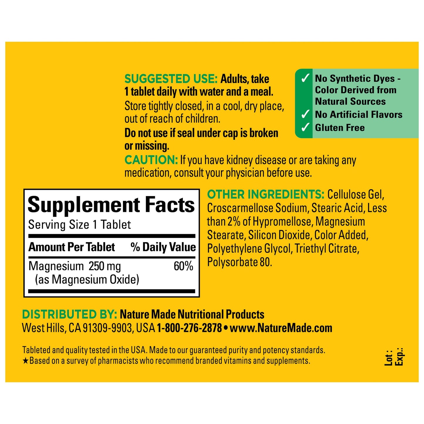 Nature Made Magnesium 250mg | 200 Day Supply | Magnesium Oxide for Muscle, Heart, Bone and Nerve Support | 200 Softgels, Exp 06/2026