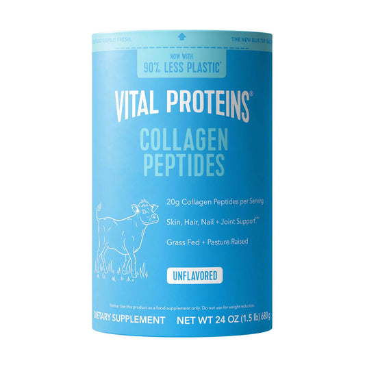 Vital Proteins Collagen Peptides, Unflavored | Promotes Skin Hydration & Elasticity | 20g of Collagen | Supports Healthy Skin, Hair, Nails & Joints | 2.4 Times the Small Size | 24 oz - 680g; Exp 09/2027 (New Look - Paperboard Pack)