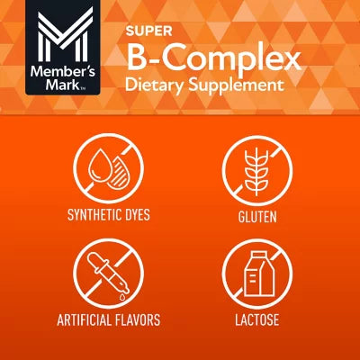 Member's Mark Super B-Complex with Biotin 1000mcg | Supports Energy Metabolism | Contains 8 B Vitamins | 300 Tablets - Exp 09/2027
