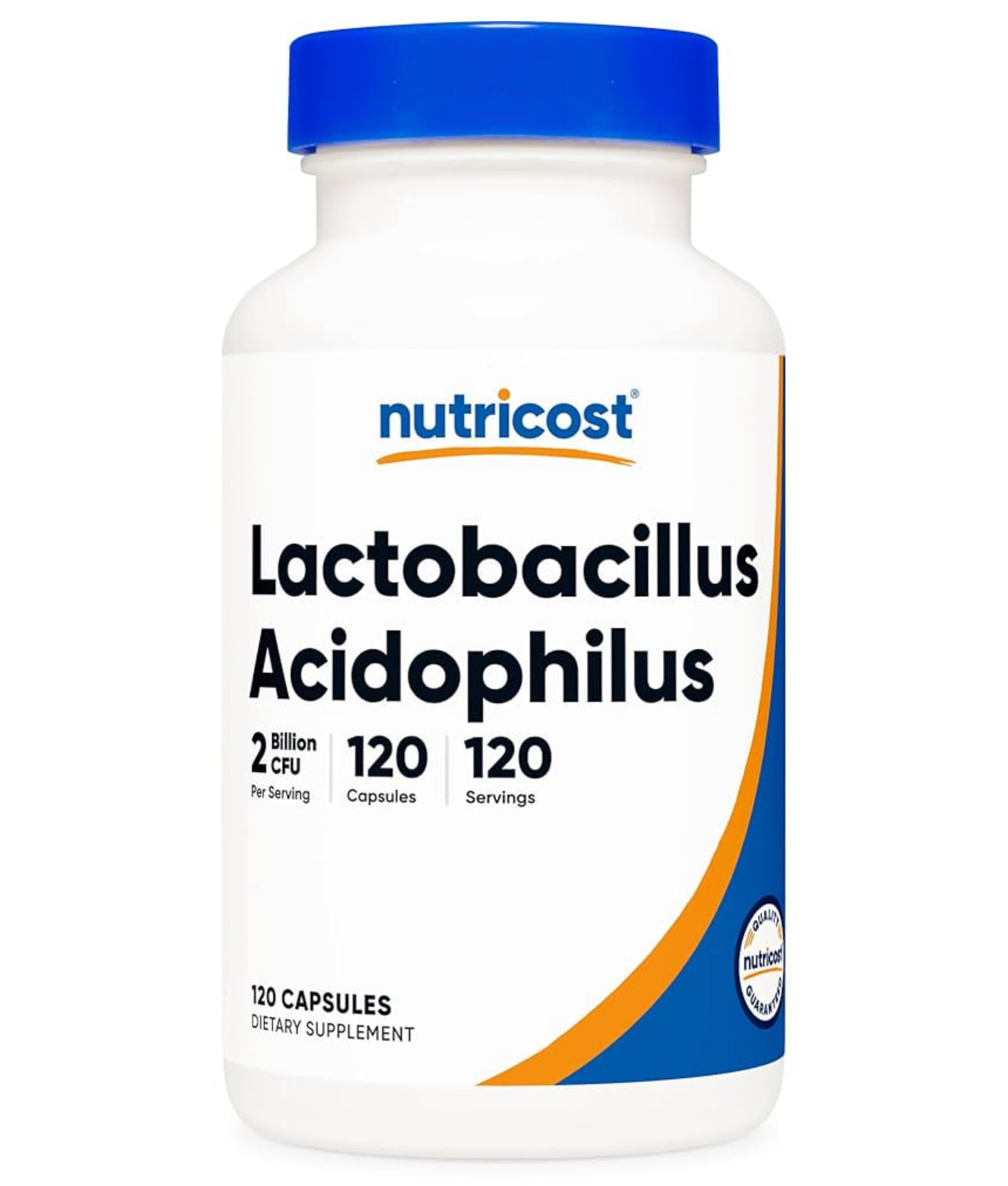 Nutricost Lactobacillus Acidophilus | 2 Billion CFU Per Serving | Maintains a Good Balance of Friendly Bacteria in the GI Tract | Promotes Gut Health | 120 Capsules; Exp 03/2026