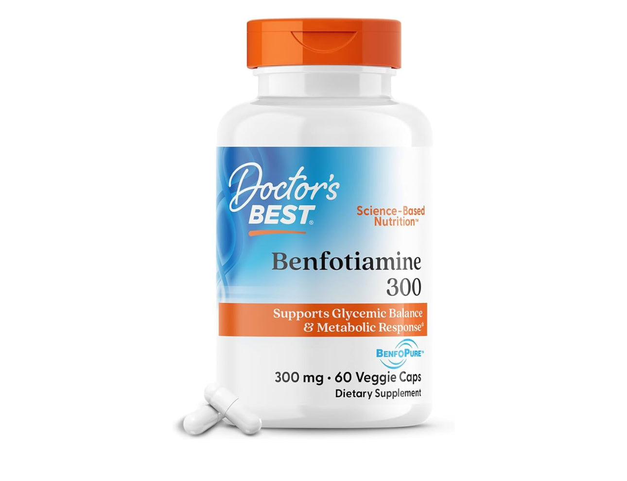 Doctor's Best Benfotiamine 300 with BenfoPure | With L-Leucine | 300mg per Capsule | Helps Maintain Healthy Glucose Metabolism | 60 Capsules; Exp Feb/2027
