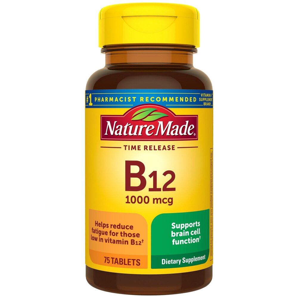 Nature Made Time Release Vitamin B12 1000mcg Cyanocobalamin | 75 Day Supply | For Energy Metabolism Support | Supports a Healthy Mood | 75 Tablets; Exp 02/2026