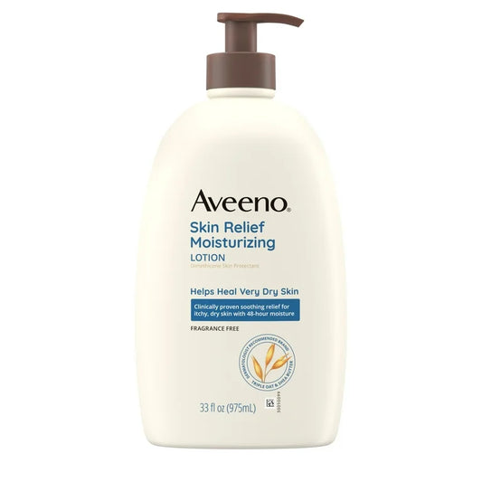 Aveeno Skin Relief Moisturizing Body Lotion | Helps Heal Very Dry Skin | Soothing Relief for Itchy Dry Skin | Fragrance Free ~ 33fl.oz/975ml