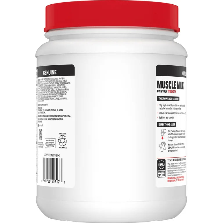 Muscle Milk Genuine Protein Powder | 32g Protein | Helps Build Muscle & Satisfy Hunger | Supports Muscle Recovery Post-Workout | Vanilla Creme Flavor~30.9oz/875g; Exp 01/2026