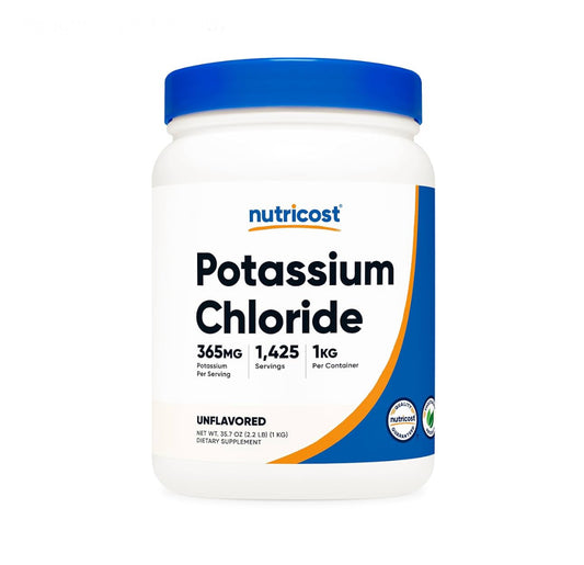 Nutricost Pure Potassium Chloride Powder | Low Sodium Salt Substitute | 365mg Of Potassium Per Serving (from Potassium chloride) | Unflavored~ 1 kg (2.2 lb); Exp 10/2027