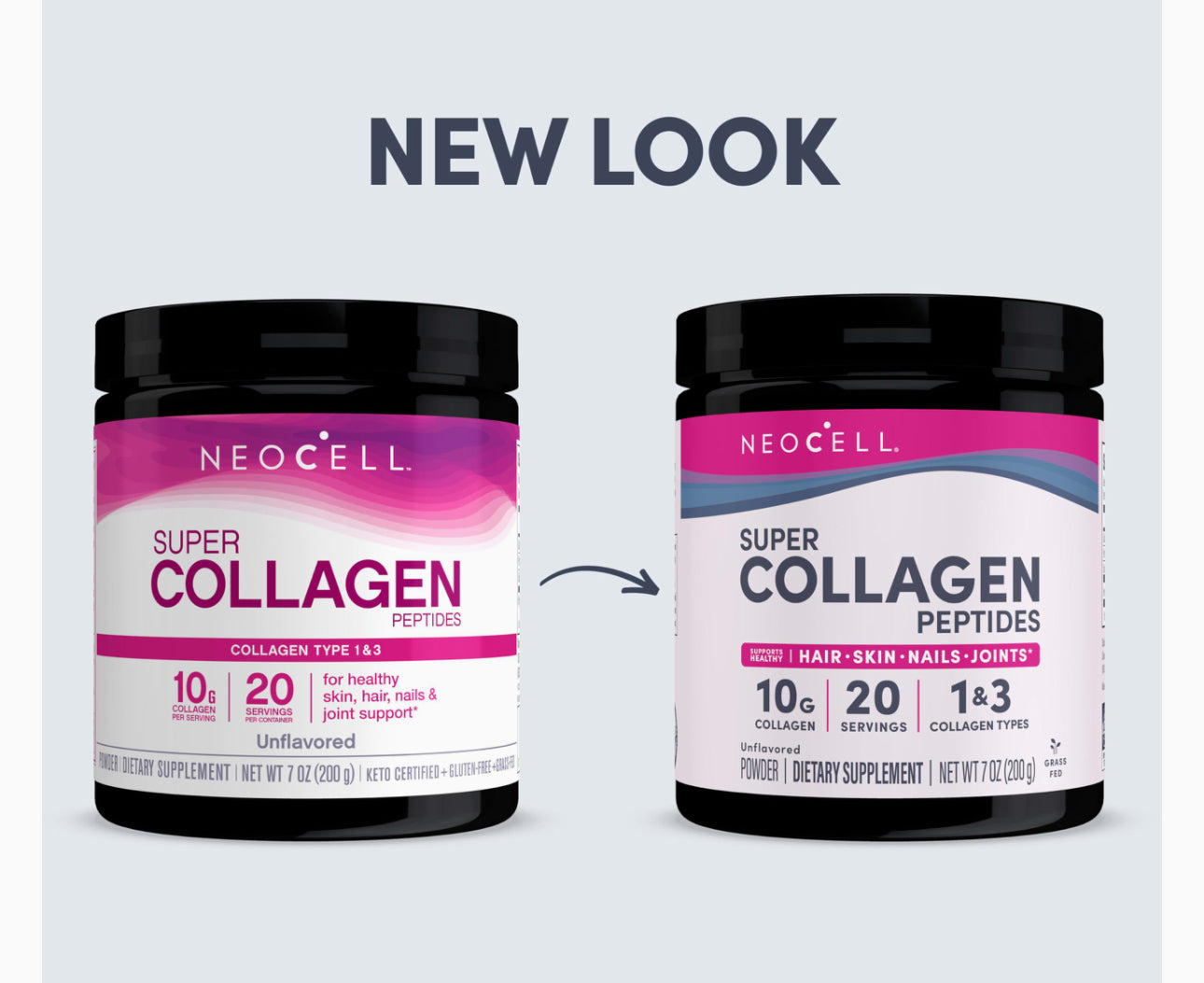 NeoCell Super Collagen Peptides| Unflavored Powder | Collagen Type 1 & 3 | 7oz/200g; Exp 05/2027 (New Look)