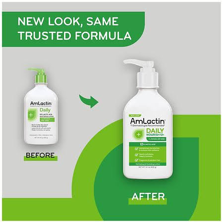 AmLactin Daily Nourish 12% Moisturizing Lotion |12% Lactic Acid | 14.1oz/400g