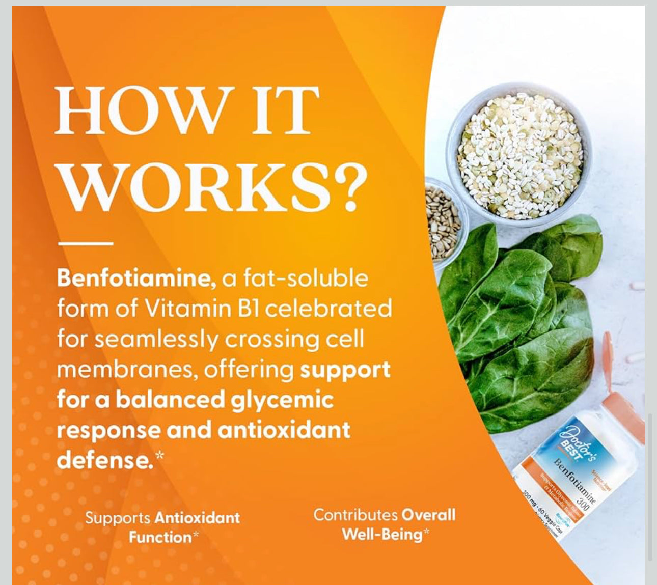 Doctor's Best Benfotiamine 300 with BenfoPure | With L-Leucine | 300mg per Capsule | Helps Maintain Healthy Glucose Metabolism | 60 Capsules; Exp Feb/2027