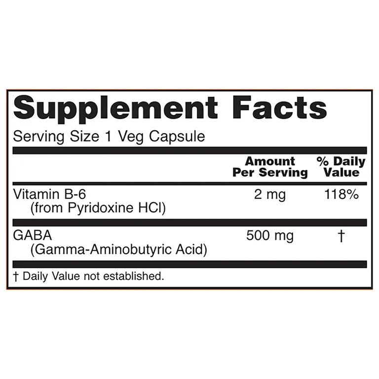 NOW GABA 500mg (Gamma-Aminobutyric Acid) | With Vitamin B6 2mg | Natural Neurotransmitter | Promotes Relaxation & Eases Nervous Tension | 100 Capsules; Exp 06/2029