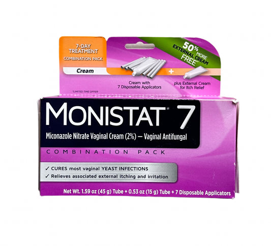 Monistat 7 Day Yeast Infection Treatment for Women Combination Pack - 7 Miconazole Cream Applications with Disposable Applicators & 15g External Monistat Anti-Itch Cream - Exp 11/2026