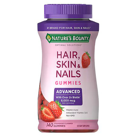 Nature’s Bounty Advanced Hair, Skin & Nails Gummies | 6000 mcg Biotin | 140 Gummies; Exp❗️Smudged 08/2026👉🏽See last picture