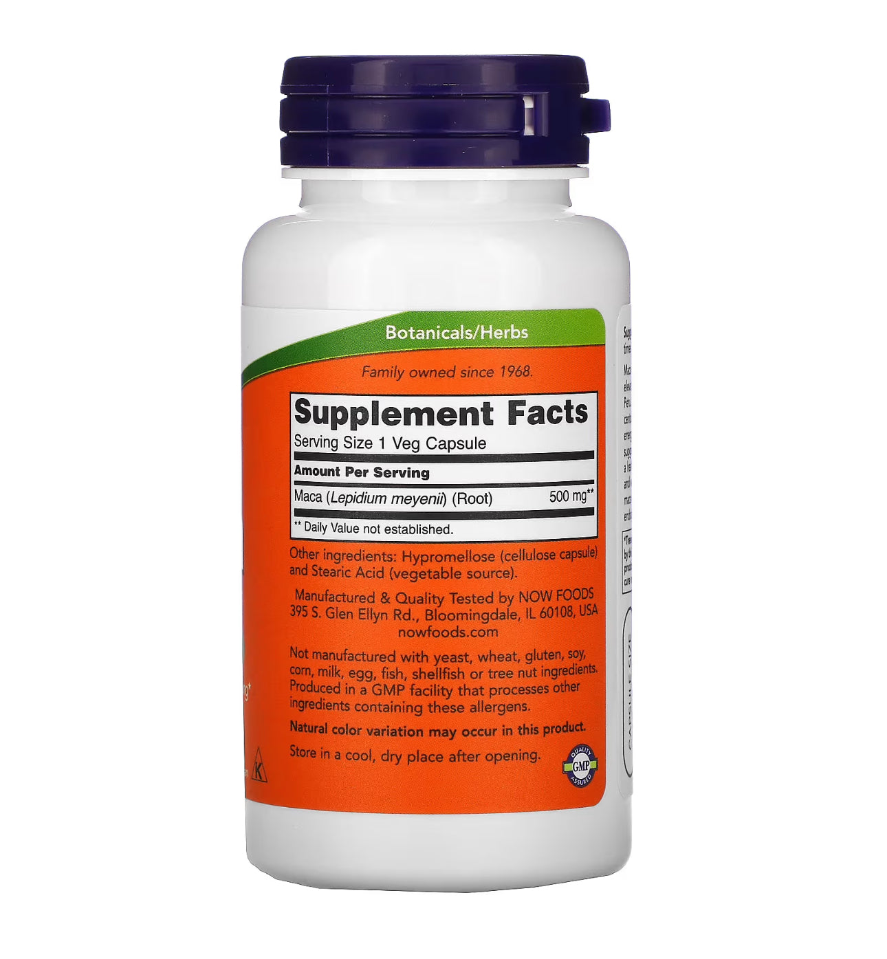 NOW Maca Root 500 mg | Sexual & Reproductive Health | 100 Veg Capsules Exp 06/2027