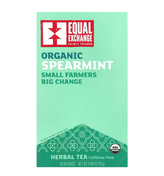 Equal Exchange Organic Spearmint Tea | for Hormonal Imbalance and PCOS | 20 Tea Bags; Exp 10/2027