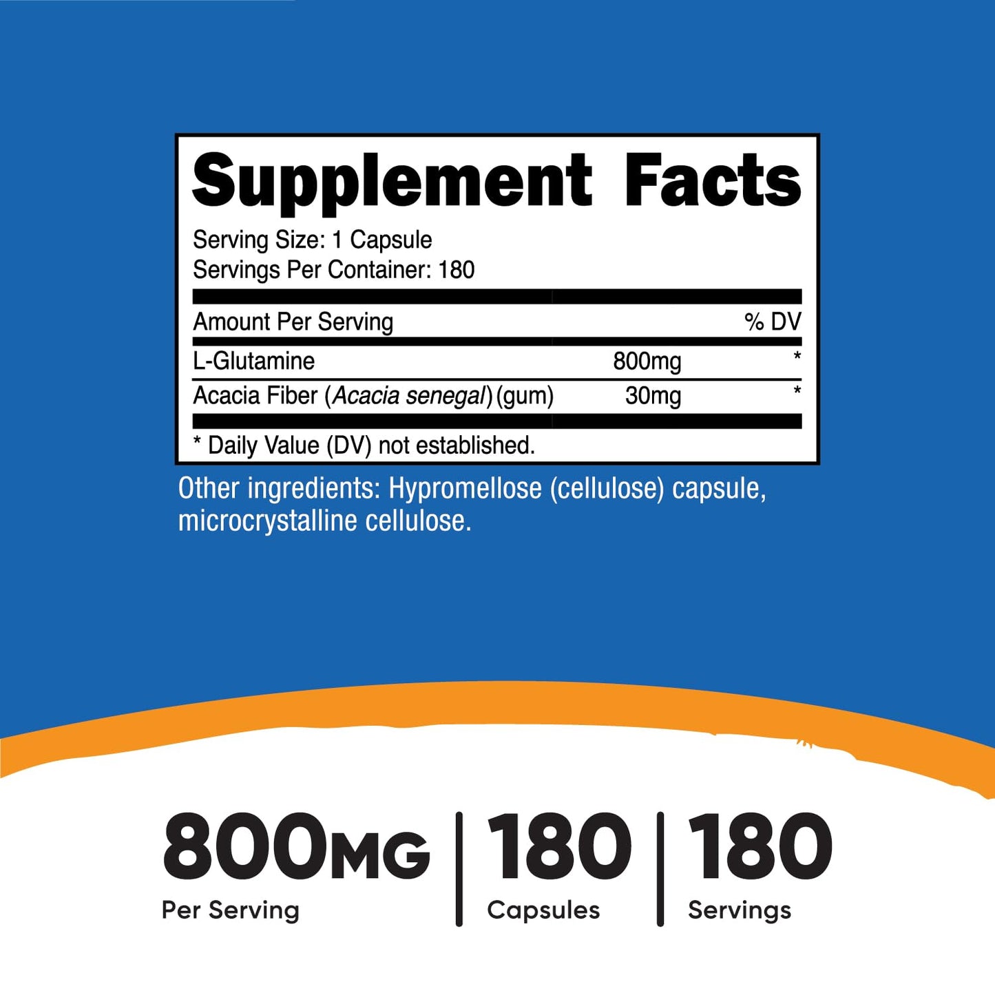 Nutricost L-Glutamine 800mg | 180 Servings | Supports Muscle Growth and Recovery, Digestive Health and Provides Fuel for Activity | 180 Capsules; Exp 11/2026