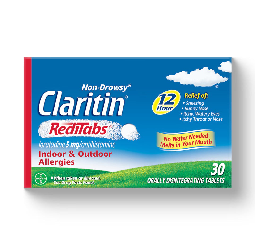Claritin RediTabs 12 Hour Allergy Relief - Loratadine 5mg Antihistamine | Non-Drowsy Prescription Strength Allergy Relief | 30 Orally Disintegrating Tablets; Exp 12/2025