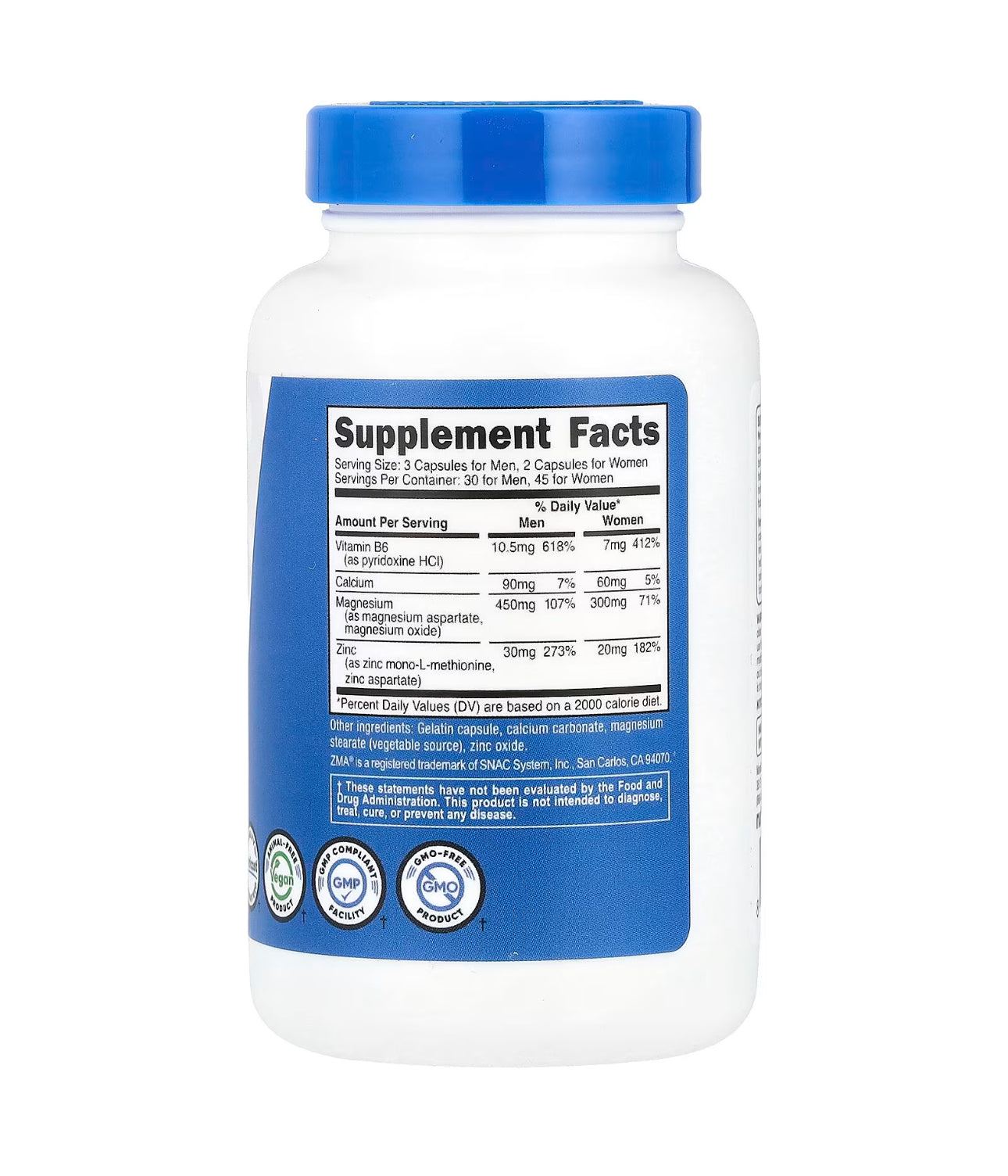 Nutricost ZMA (Zinc Magnesium Aspartate) | Vitamin B6, Calcium, Magnesium, Zinc | Post-Workout Recovery | 90 Capsules, Exp 07/2027