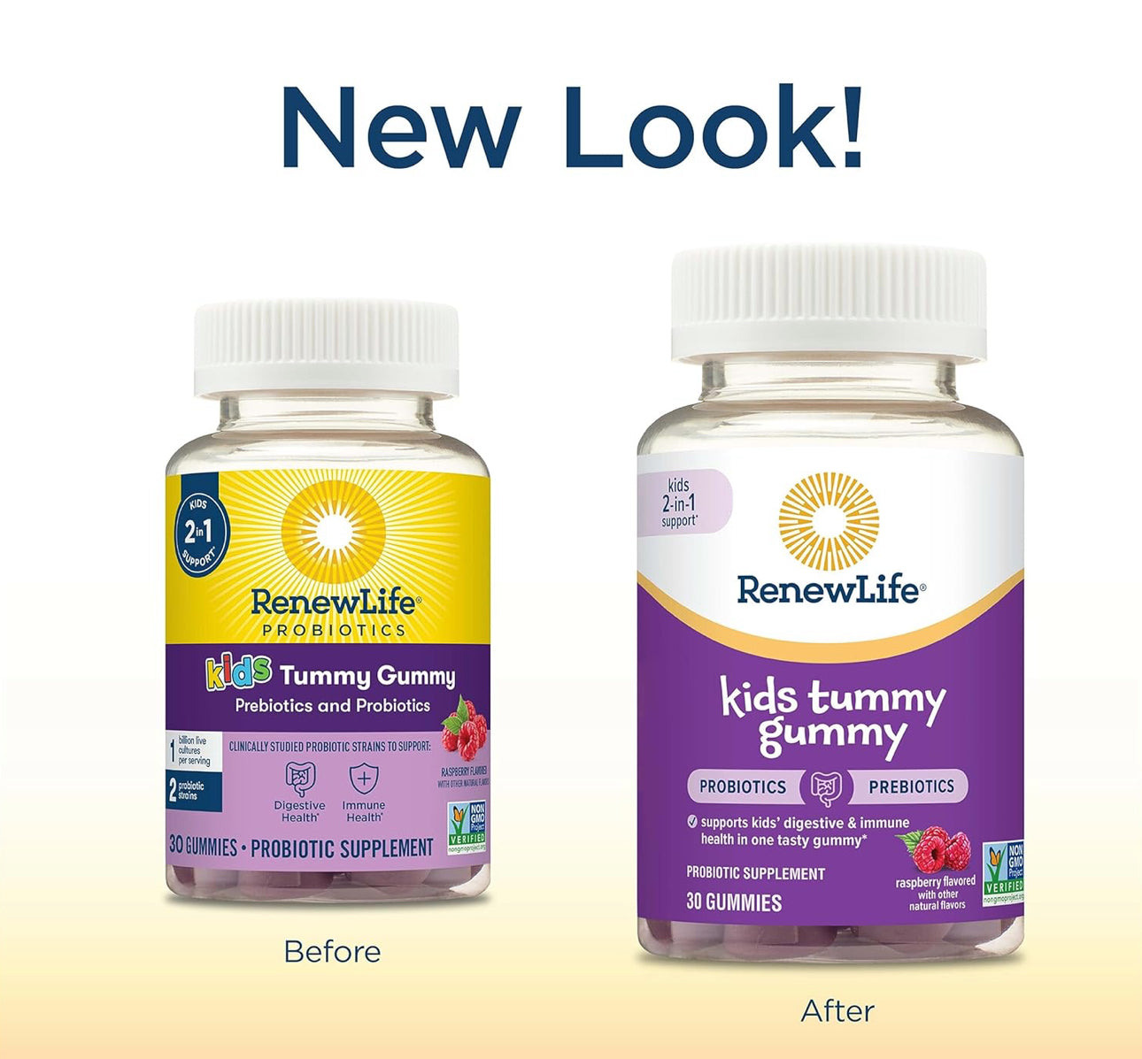 Renew Life Kids Tummy Gummy Prebiotic and Probiotic | 1 Billion CFU | Daily Support for Digestive and Immune Health | B. Coagulans and B. Subtilis | Dairy, Soy and gluten-free | Raspberry Flavor~30 Gummies; Exp 11/2025