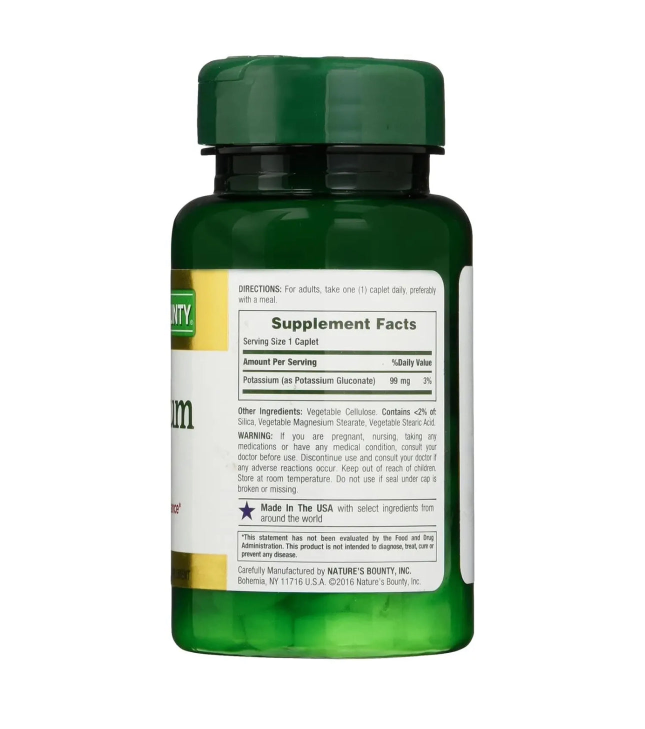 Nature's Bounty Potassium 99mg | Supports Fluid Balance | 100 Caplets; Exp 05/2027