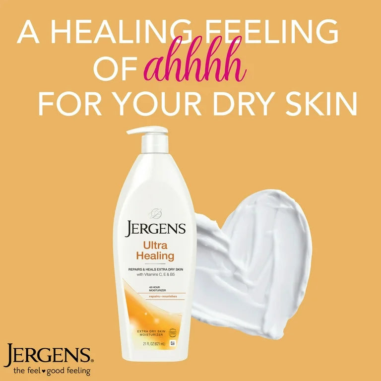Jergens Ultra Healing Hand and Body Lotion | Extra Dry Skin Moisturizer | With Vitamins C, E, B5 | 21 oz/621 ml