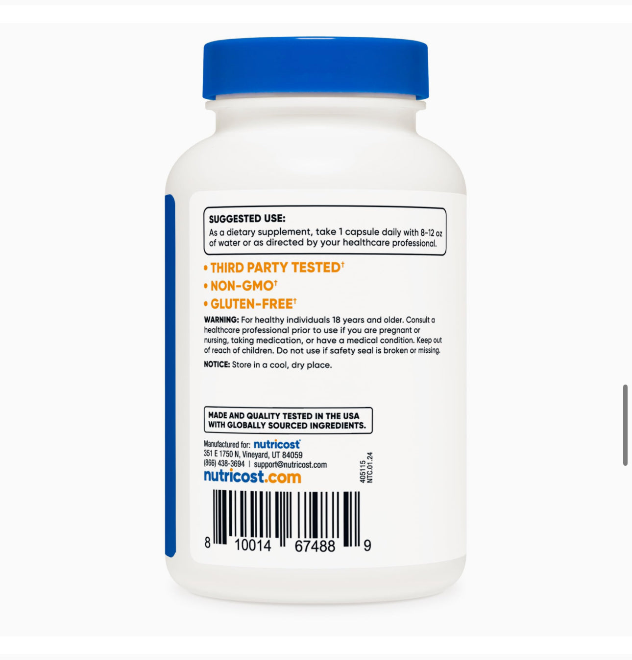 Nutricost L-Glycine 1000mg | 120 Servings | 120 Capsules; Exp 08/2027