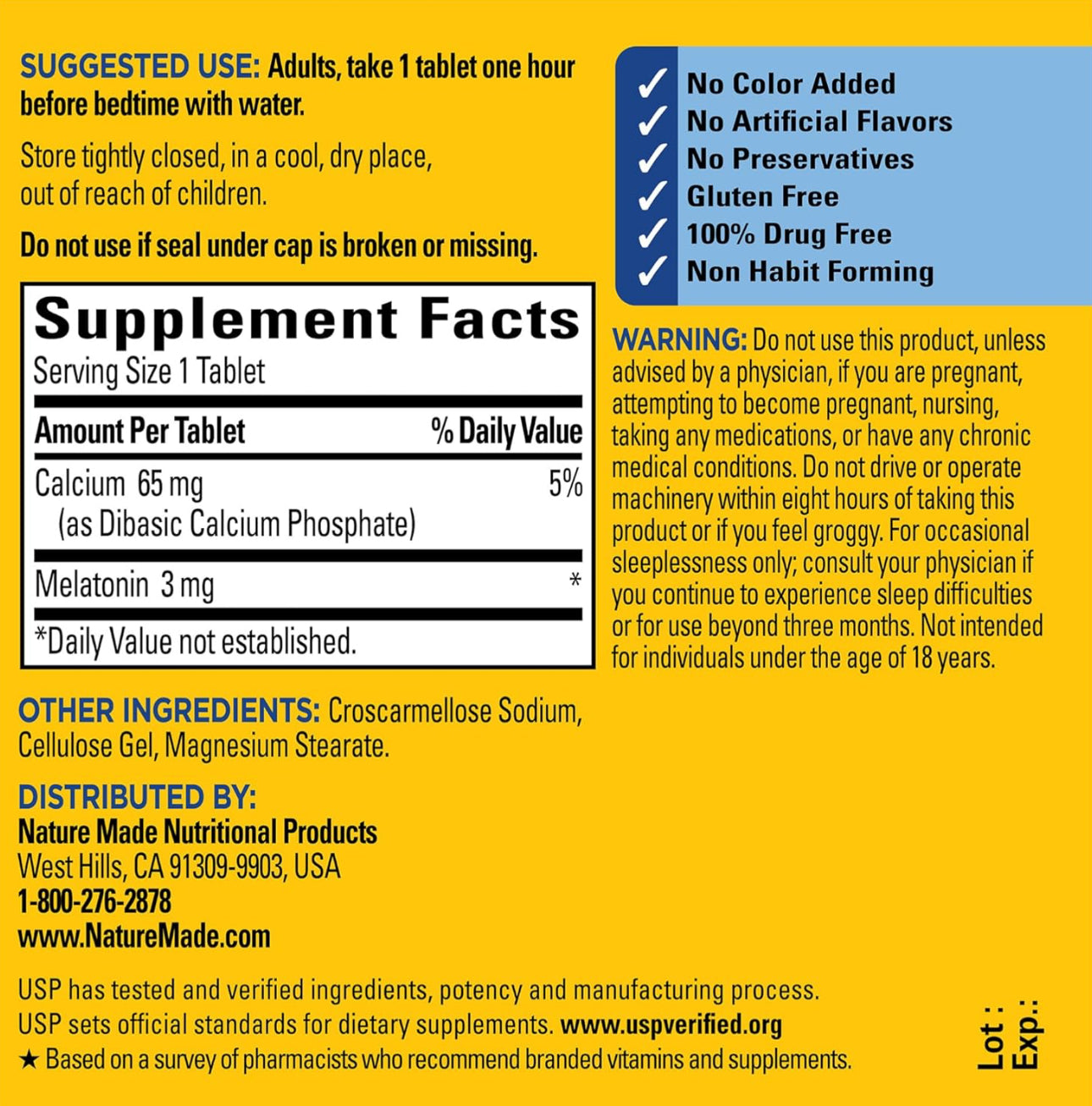 Nature Made Melatonin 3mg | 100% Drug Free Sleep Aid for Adults | 240 Tablets; Exp 06/2025
