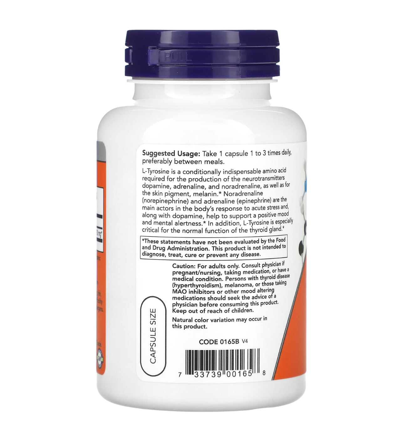 Now L-Tyrosine 750mg - Extra Strength | Supports Mental Alertness & Healthy Glandular Function | Neurotransmitter Support | 90 Capsules; Exp 01/2029