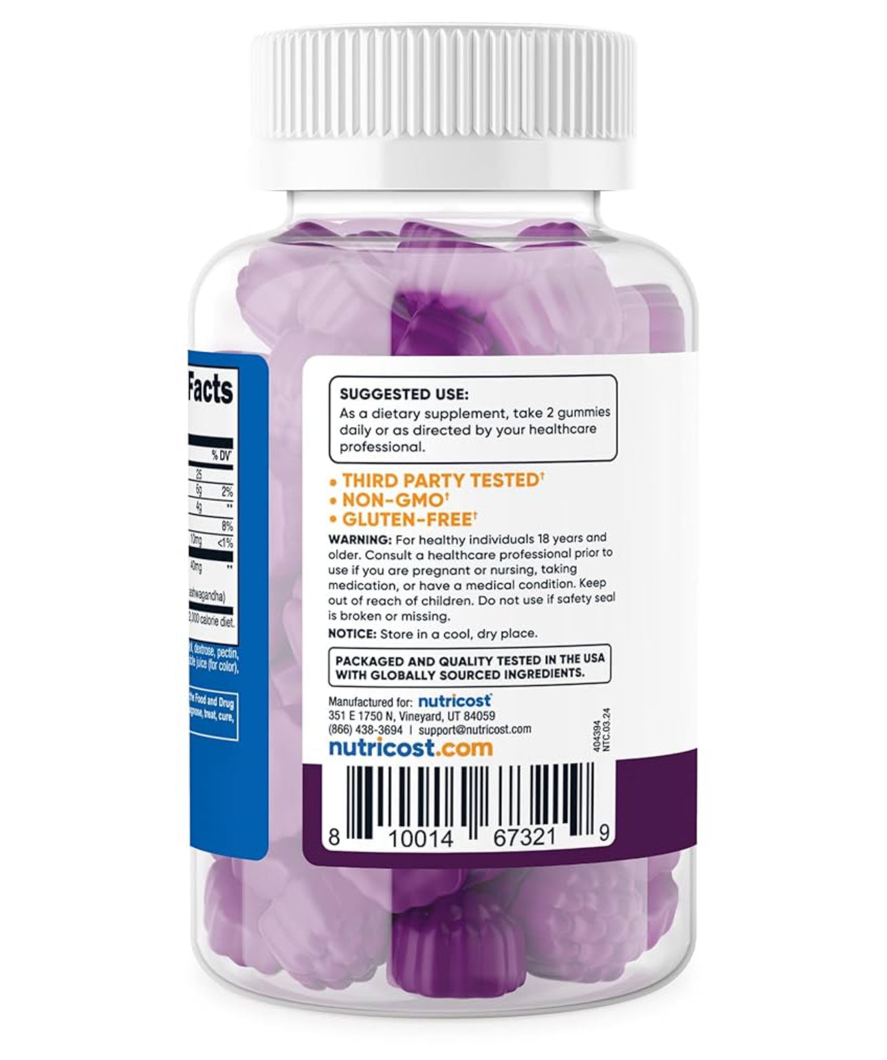 Nutricost Ashwagandha 600 mg | 30/60 Servings | Stress Support | 60 Gummies; Exp 01/2028