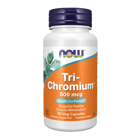 NOW Tri-Chromium 500mcg with Cinnamon | Insulin Co-Factor | Chromium Picolinate, Chromium Nicotinate Glycinate & Chromium Polynicotinate | Supports Healthy Glucose Metabolism | 90 Veg Capsules; Exp 03/2029