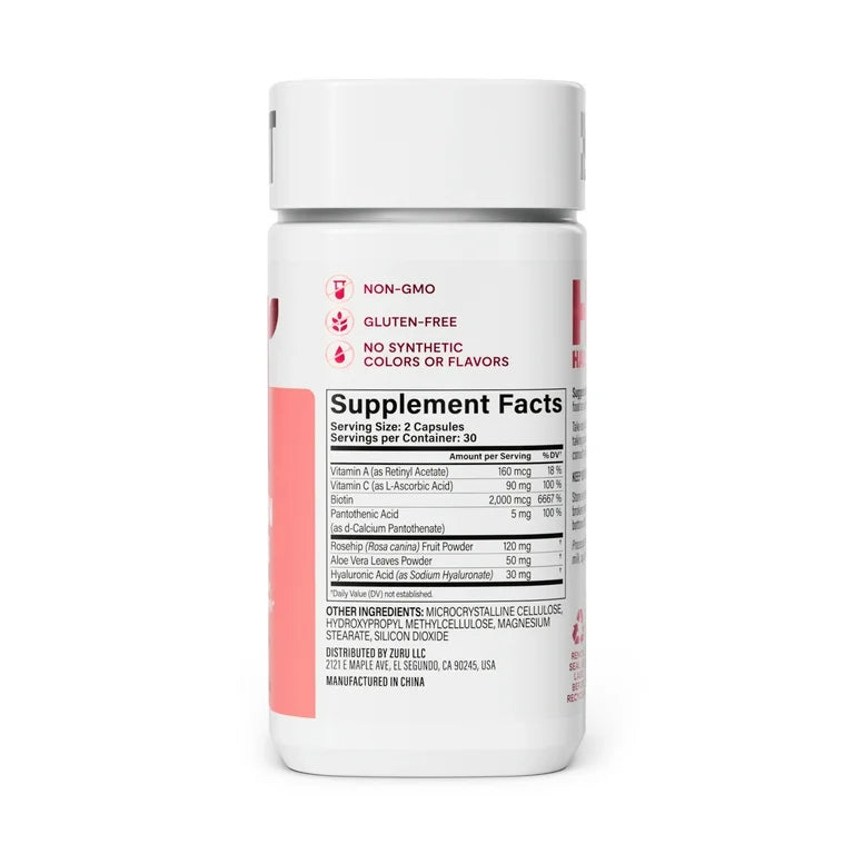 HABIT Hair, Skin & Nails Multivitamin | Vitamins A & C, Biotin, RoseHips, Hyaluronic, Acid | 60 Capsules; Exp 02/2027