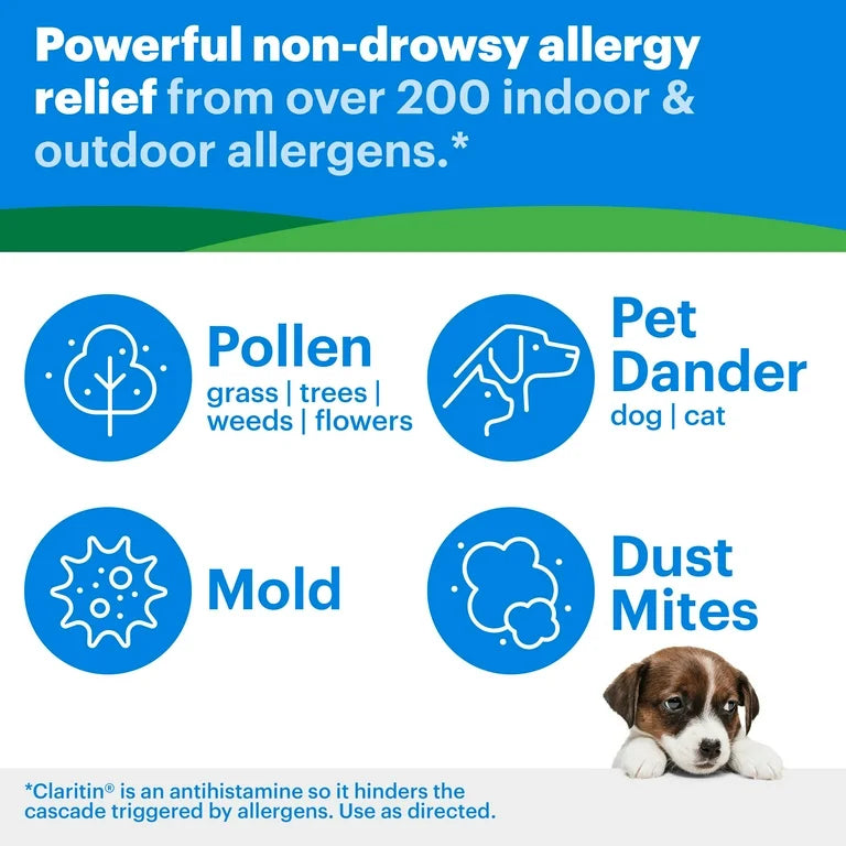 Claritin 24 Hour Non-Drowsy Allergy-Relief | Loratadine 10mg Antihistamine | For Adults and Children Ages 6+ | 5 Tablets Exp 12/2025