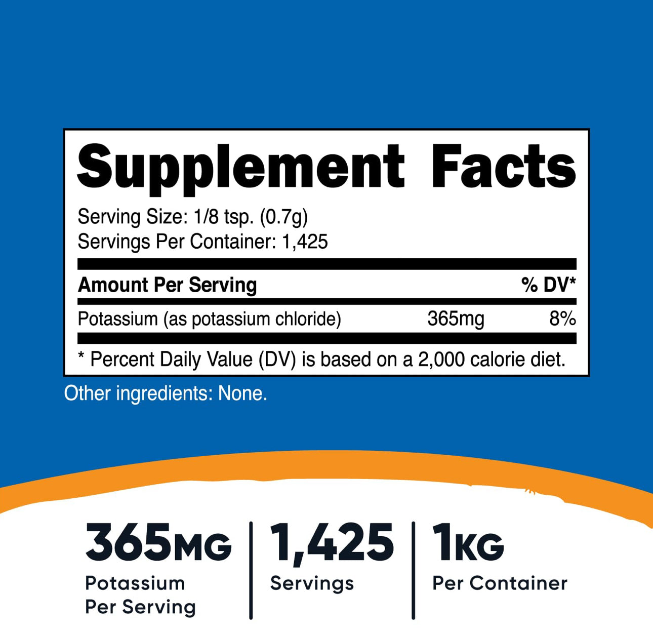 Nutricost Pure Potassium Chloride Powder | Low Sodium Salt Substitute | 365mg Of Potassium Per Serving (from Potassium chloride) | Unflavored~ 1 kg (2.2 lb); Exp 10/2027