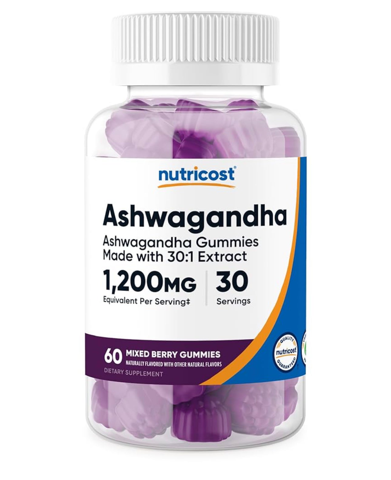 Nutricost Ashwagandha 600 mg | 30/60 Servings | Stress Support | 60 Gummies; Exp 01/2028