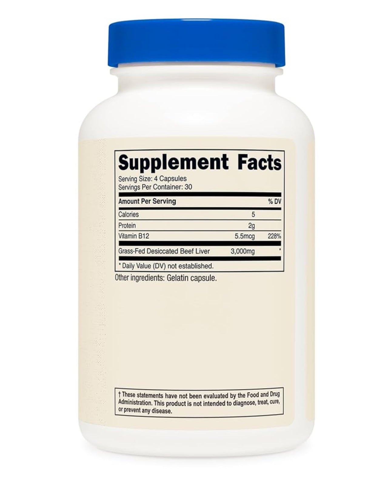 Nutricost Desiccated Beef Liver Capsules 3000mg (750mg Per Cap) | 100% Pure Defatted | Natural Source of Iron & Vitamin B 12 | No Hormones, Pasture-Raised, Free-Range Grass Fed Beef | 120 Capsules; Exp 04/2028