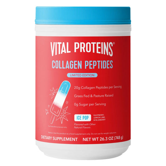 Vital Proteins Limited-Edition Collagen Peptides Powder | 20g of Collagen | Supports Healthy Skin, Hair, Nails & Joints | Promotes Skin Hydration & Elasticity | Ice Pop Flavor | 26.3oz (748g); Exp 04/2027