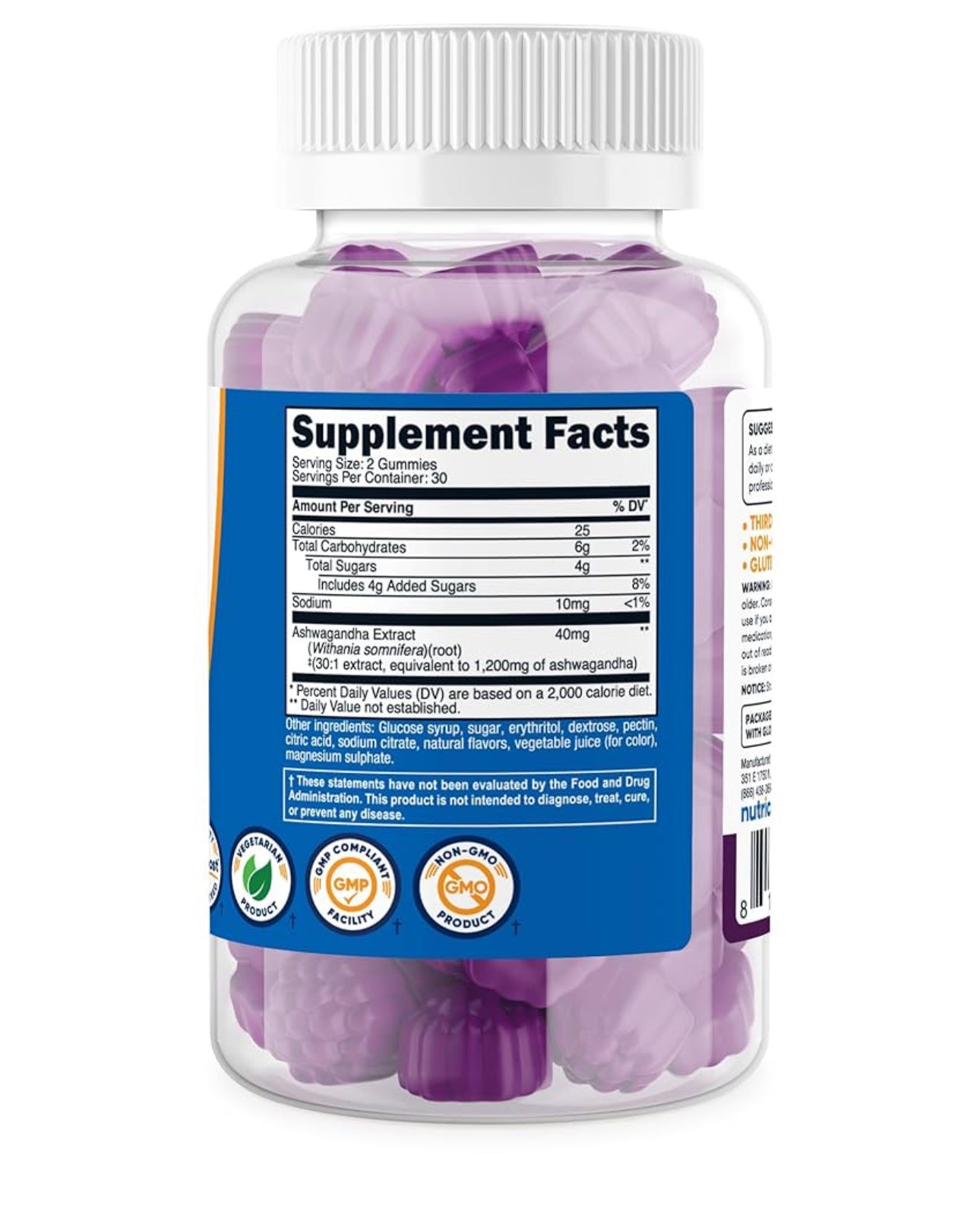Nutricost Ashwagandha 600 mg | 30/60 Servings | Stress Support | 60 Gummies; Exp 01/2028