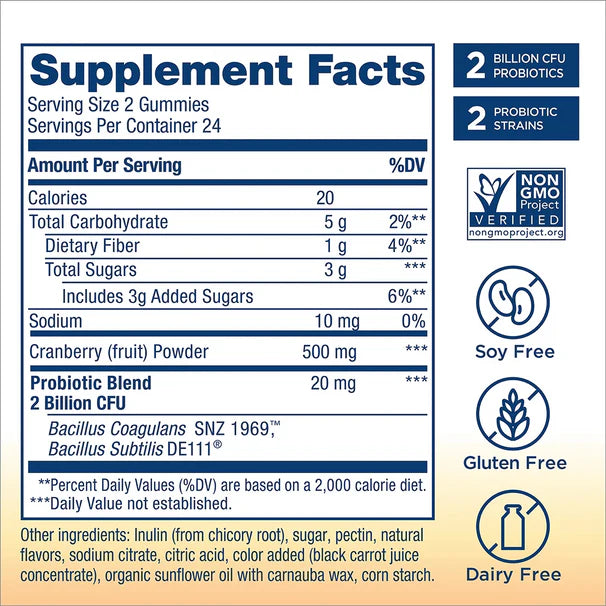 RenewLife Women's Care Prebiotic and Probiotic Gummies | 2 Billion CFU | Supports Digestive, Urinary Tract and Immune Health | B. Coagulans and B. Subtilis | 48 Gummies; Exp 07/2025