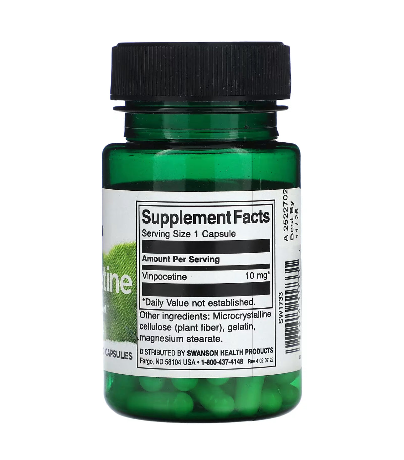 Swanson Vinpocetine 10mg | Memory Support | 90 Capsules; Exp 01/2027