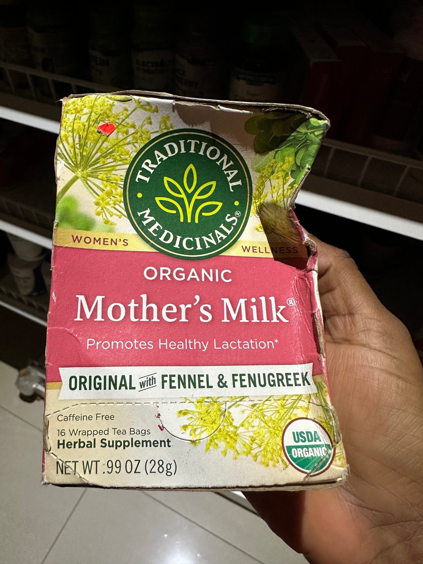 Traditional Medicinals Organic Mother's Milk | Fenugreek, Coriander, Anise, Bitter Fennel, Blessed Thistle, Spearmint |  Promotes Healthy Lactation | Breastfeeding Support | 16 Tea Bags; Exp 03/2027 ❗️Squeezed-Check Last Picture