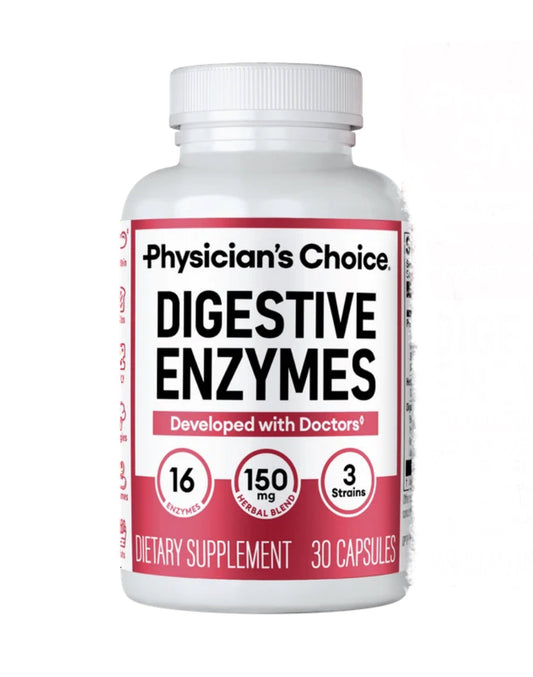 Physician's Choice Digestive Enzymes | Multi Enzymes, Organic Prebiotics & Probiotics for Digestive Health & Gut Health | Relief from Meal Time Discomfort & Bloating | For Men & Women | 30 Capsules; Exp 06/2027