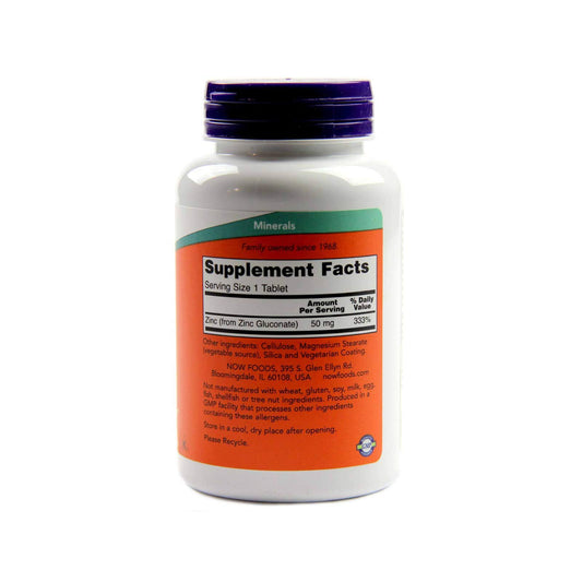 Now Zinc 50mg (Zinc Gluconate) | Powerful Antioxidant & Immune Support | Promotes Healthy Skin | 100 Tablets; Exp 05/2031