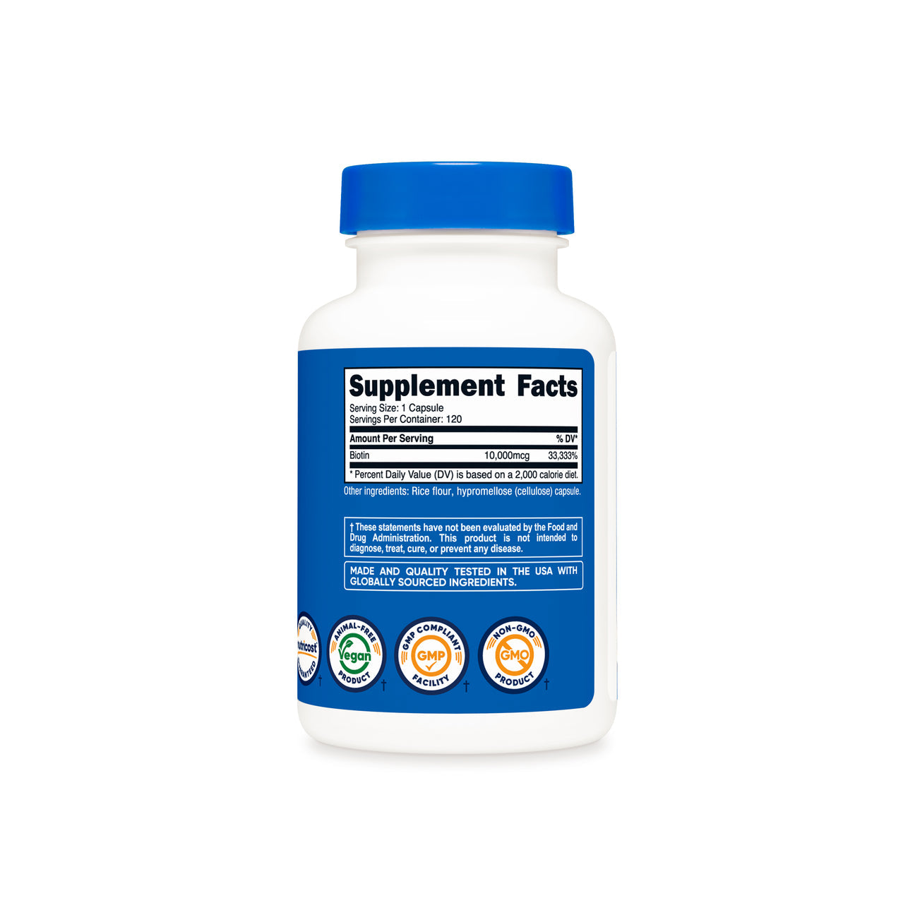 Nutricost Biotin 10,000mcg | Supports Energy Production & Amino Acid Metabolism | Promotes Normal Immune Function | 120 Capsules; Exp 01/2028