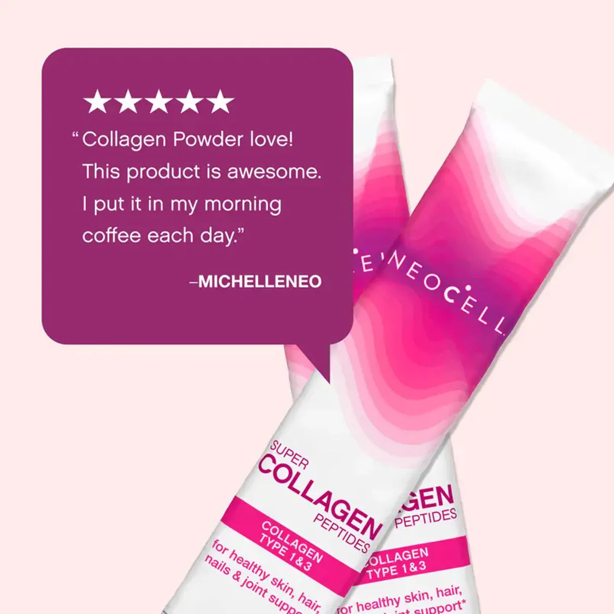 NeoCell Super Collagen Peptides| 20 Servings | Unflavored Powder | Collagen Type 1 & 3 | 7oz/200g (20 Stick Packs); Exp 11/2026