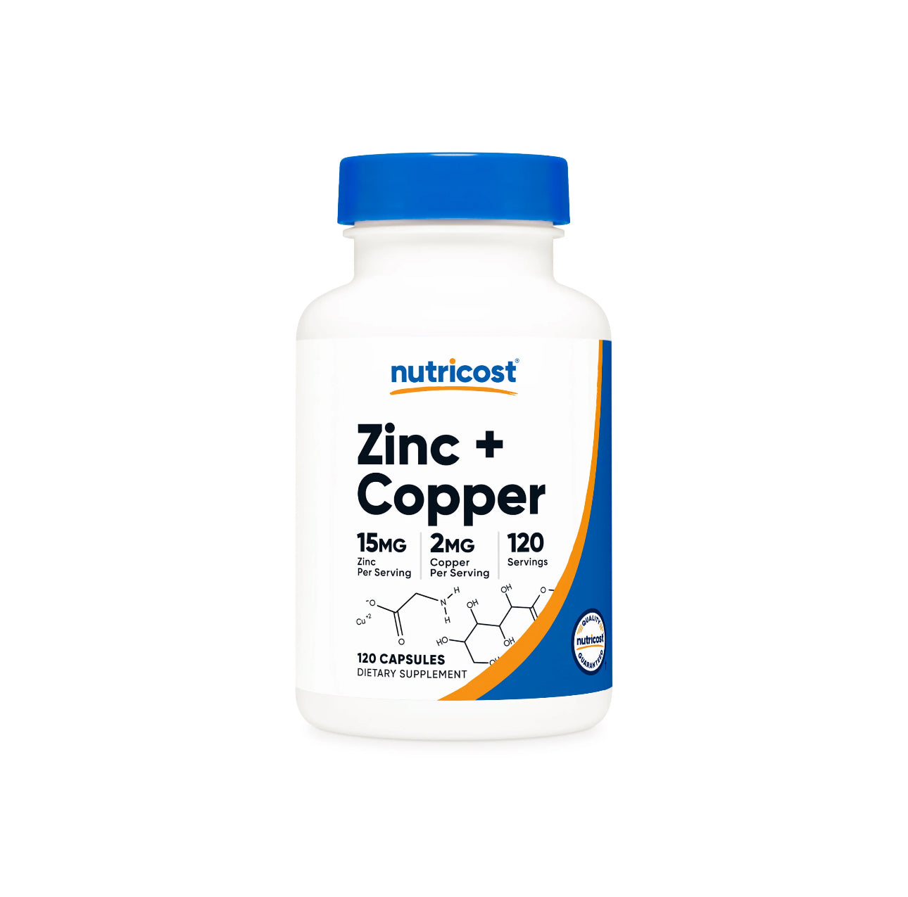 Nutricost Zinc + Copper | Supports the Immune System | Essential Minerals | 15mg of Zinc Gluconate & 2mg of Copper Bisglycinate | 120 Capsules; Exp 05/2028