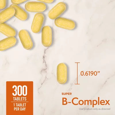 Member's Mark Super B-Complex with Biotin 1000mcg | Supports Energy Metabolism | Contains 8 B Vitamins | 300 Tablets - Exp 09/2027