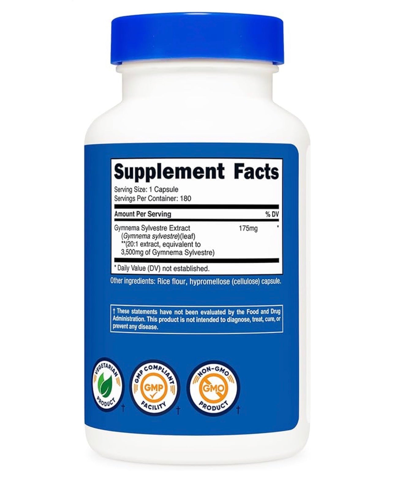 Nutricost Gymnema Sylvestre 3,500mg (20:1 Extract) |Supports Healthy Blood Glucose Levels | 180 Capsules; Exp 08/2027