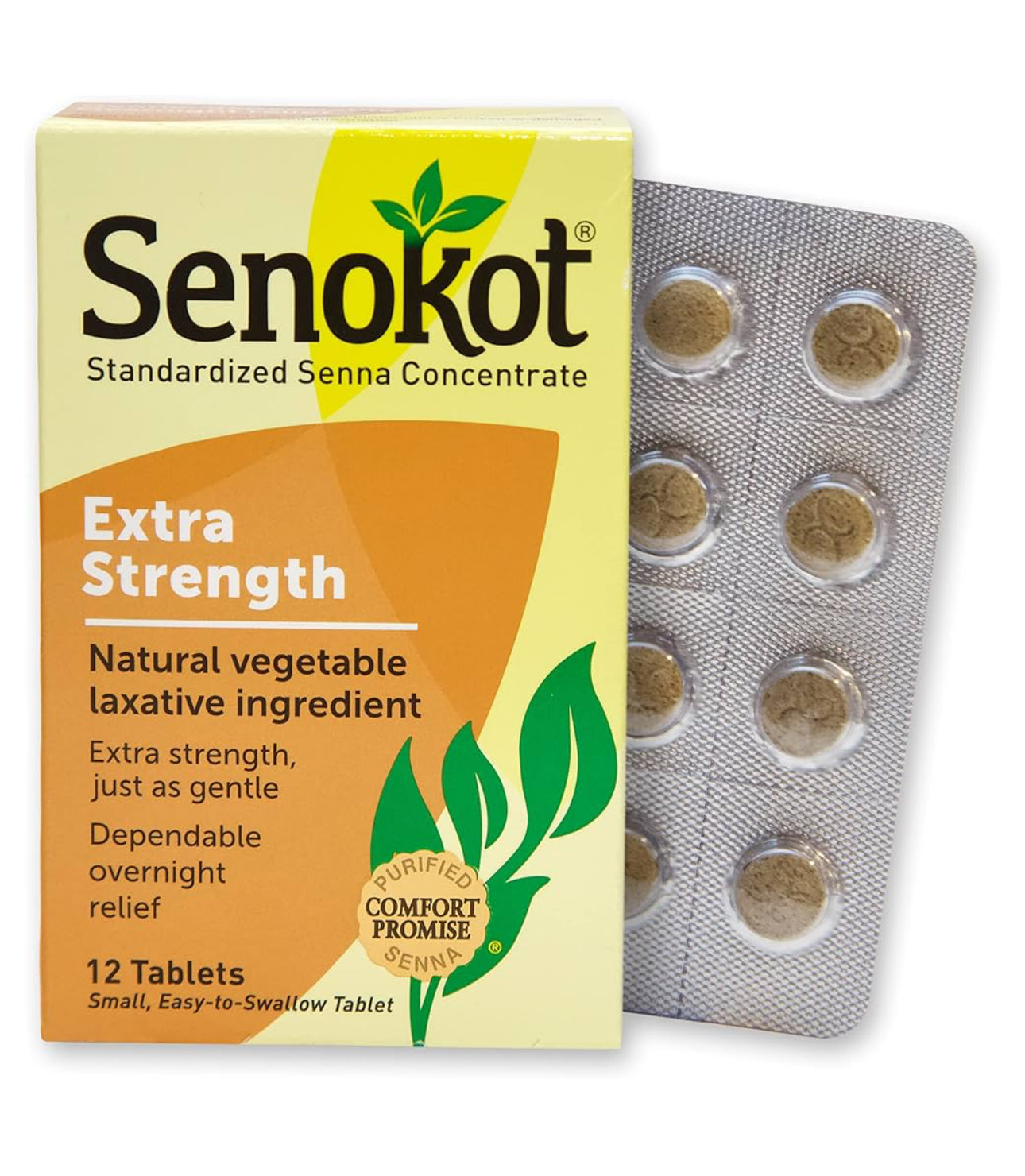 Senokot Extra Strength Constipation Relief | Senna Plant, A Natural Vegetable Laxative Ingredient | Senna Concentrate 17.2mg | 12 Tablets; Exp 06/2027