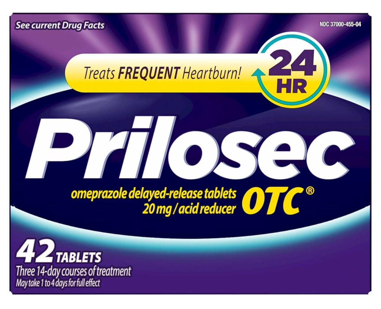 Prilosec OTC, Omeprazole Delayed Release 20mg, Acid Reducer | Treats Frequent Heartburn for 24 Hour Relief, All Day, All Night | 42 Tablets; Exp 01/2026