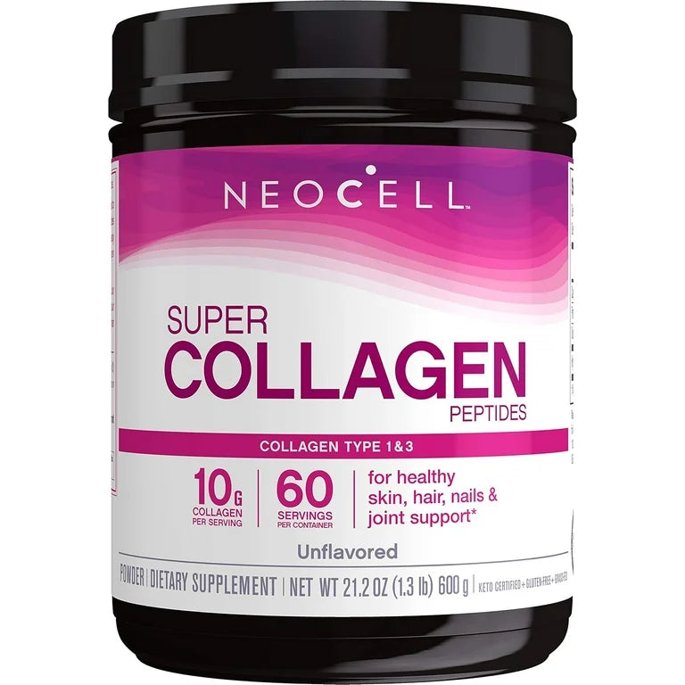 NeoCell Super Collagen Peptides, Unflavored Powder | Collagen Type 1 & 3 | 3 Times The Small Size | 21.2oz/600g; Exp 06/2026