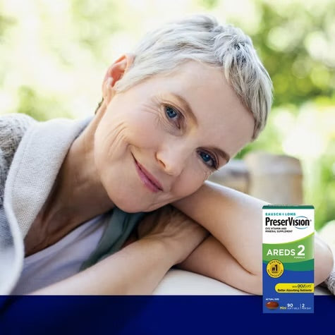 PreserVision AREDS 2 (By Bausch + Lomb) | Eye Vitamin & Mineral Supplement | 45 Day Supply | Contains Lutein, Vitamin C, Zeaxanthin, Copper, Zinc & Vitamin E | 90 Mini Softgels; Exp 09/2025